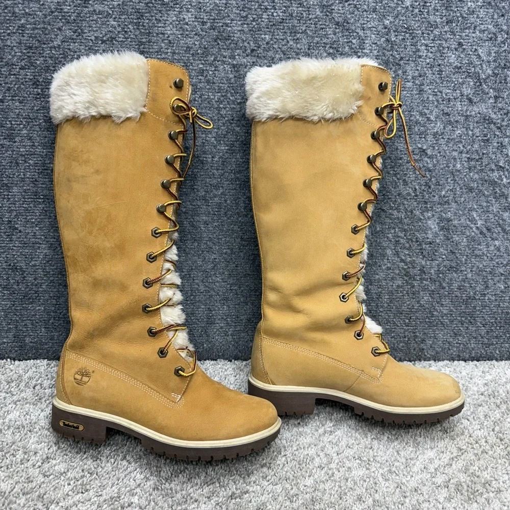 Timberland faux fur tongue nubuck Leather boots shoes 15
